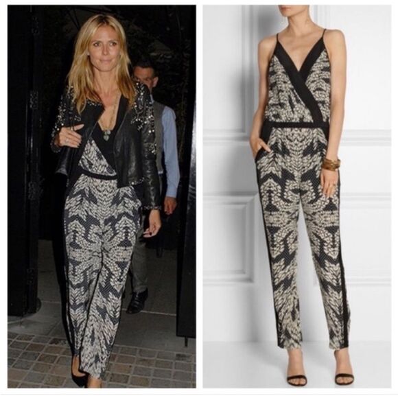 Diane Von Furstenberg Shany Abstract Floral Lace Jumpsuit in Black Nougat Size 2 - Picture 1 of 7